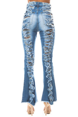 Distressed MULTI CUTBack Denim Jeans