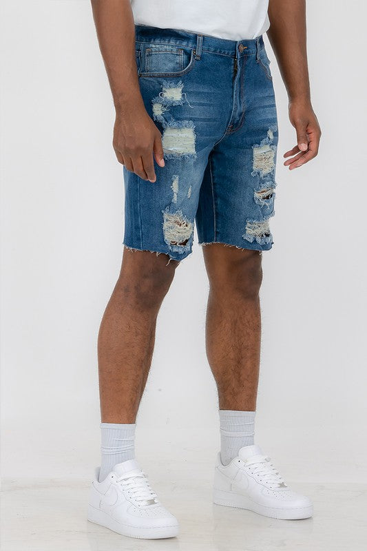 Mens Distressed Denim Shorts