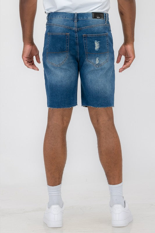 Mens Distressed Denim Shorts