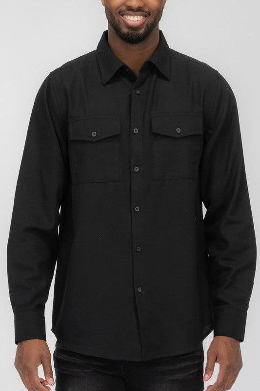 Mens Solid Flannel Shirt