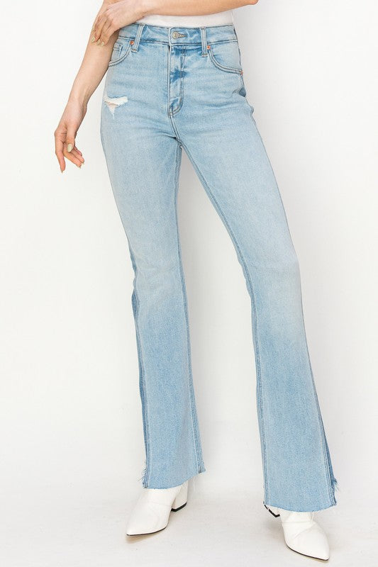 HIGH RISE BOOT CUT W/COLOR PANEL DETAIL JEANS