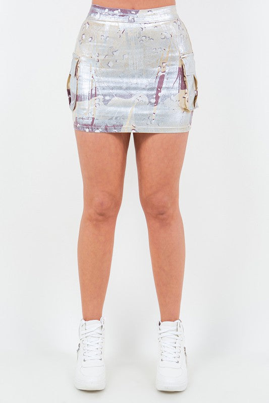 Cargo Camo Foil Skirt