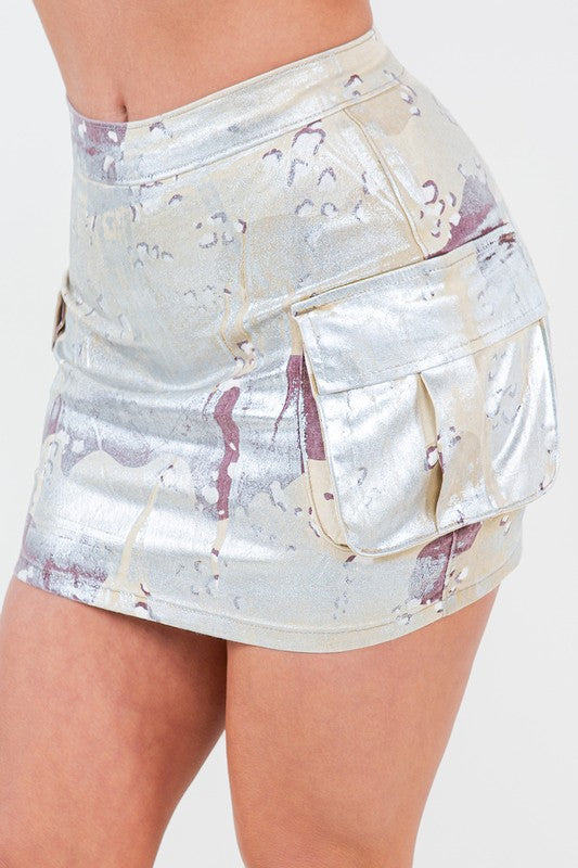 Cargo Camo Foil Skirt
