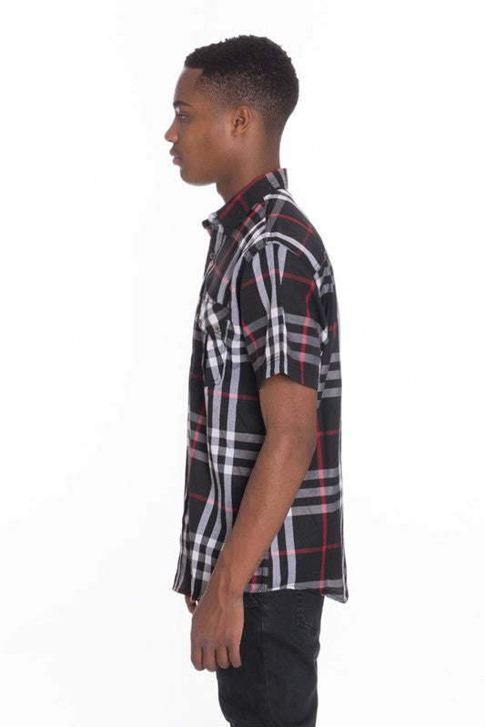 Men's Casual Short Sleeve Checker Shirts