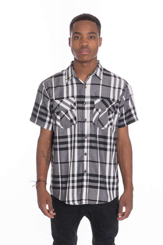 Men's Casual Short Sleeve Checker Shirts