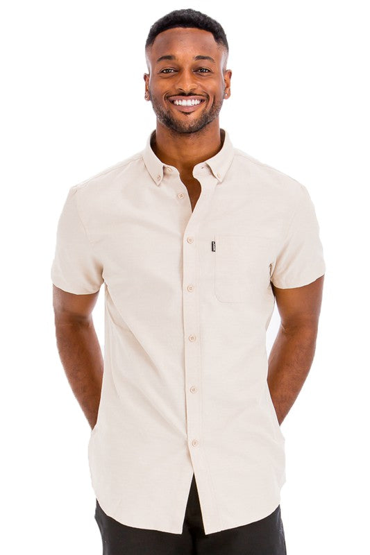 Men's Casual Short Sleeve Solid Shirts