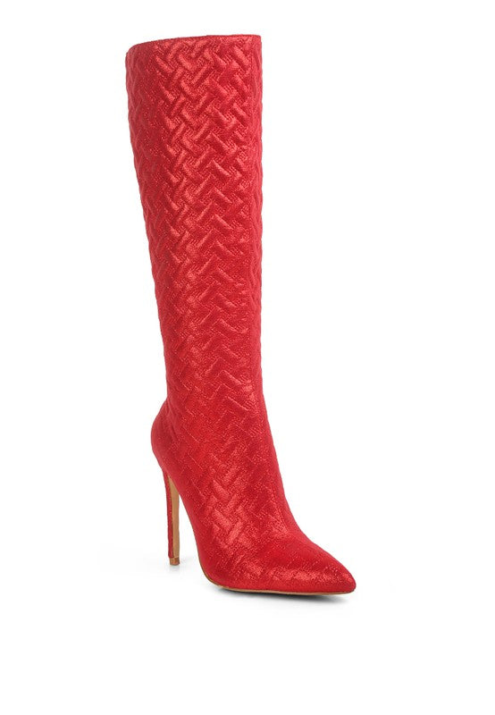 Quilted High Heeled Calf Boots