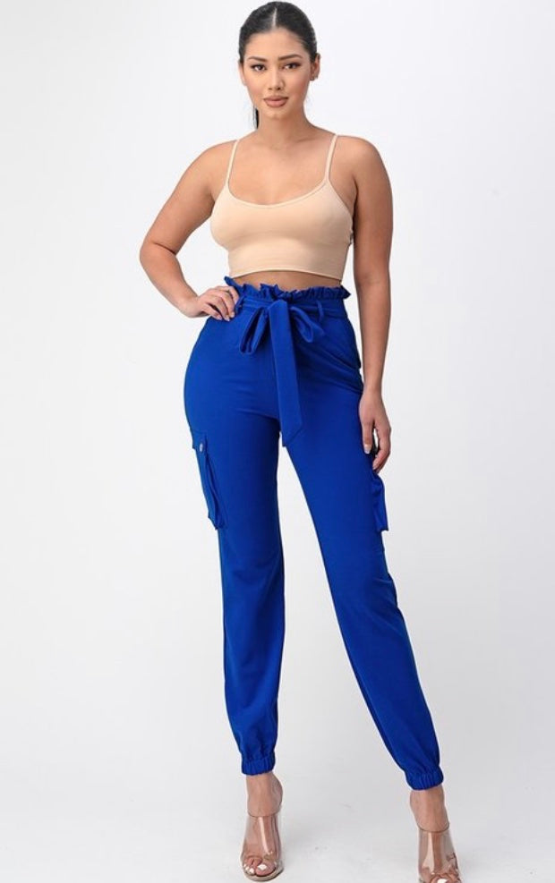 Solid High Waisted Cropped Jogger