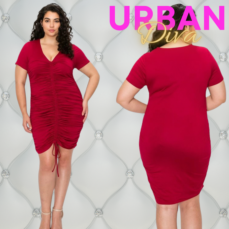 Red Ruched Dress | Urban Diva