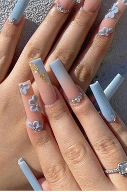 Flowers and Bling Press on Nails