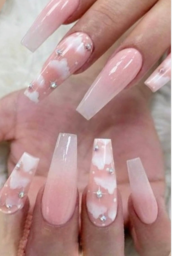 Pretty in Pink Cloud Press on Nails